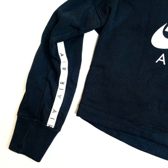 NIKE Air Girl’s Black Cropped Swoosh Logo Graphic Pullover Hoodie Size XS - Picture 4 of 8